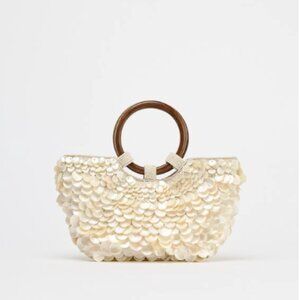 FAUX MOTHER-OF-PEARL APPLIQUÉ BAG